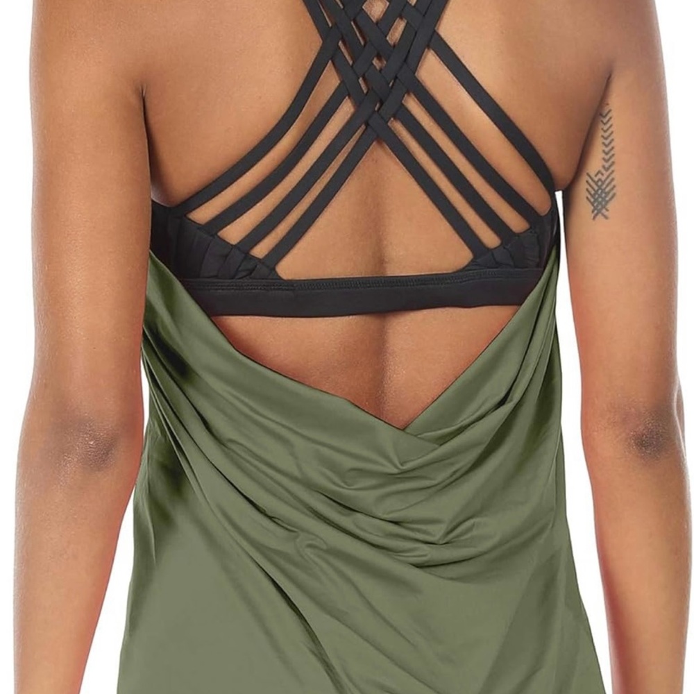 Strappy Black and Olive Green Top